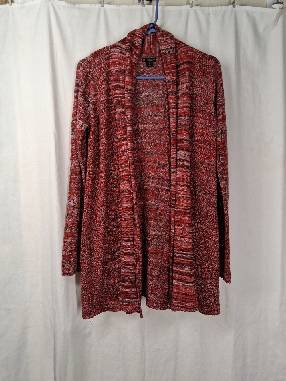 new directions Red Marled Open-Front Cardigan